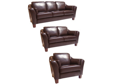 Avalon Chocolate Leather Sofa Loveseat Chair